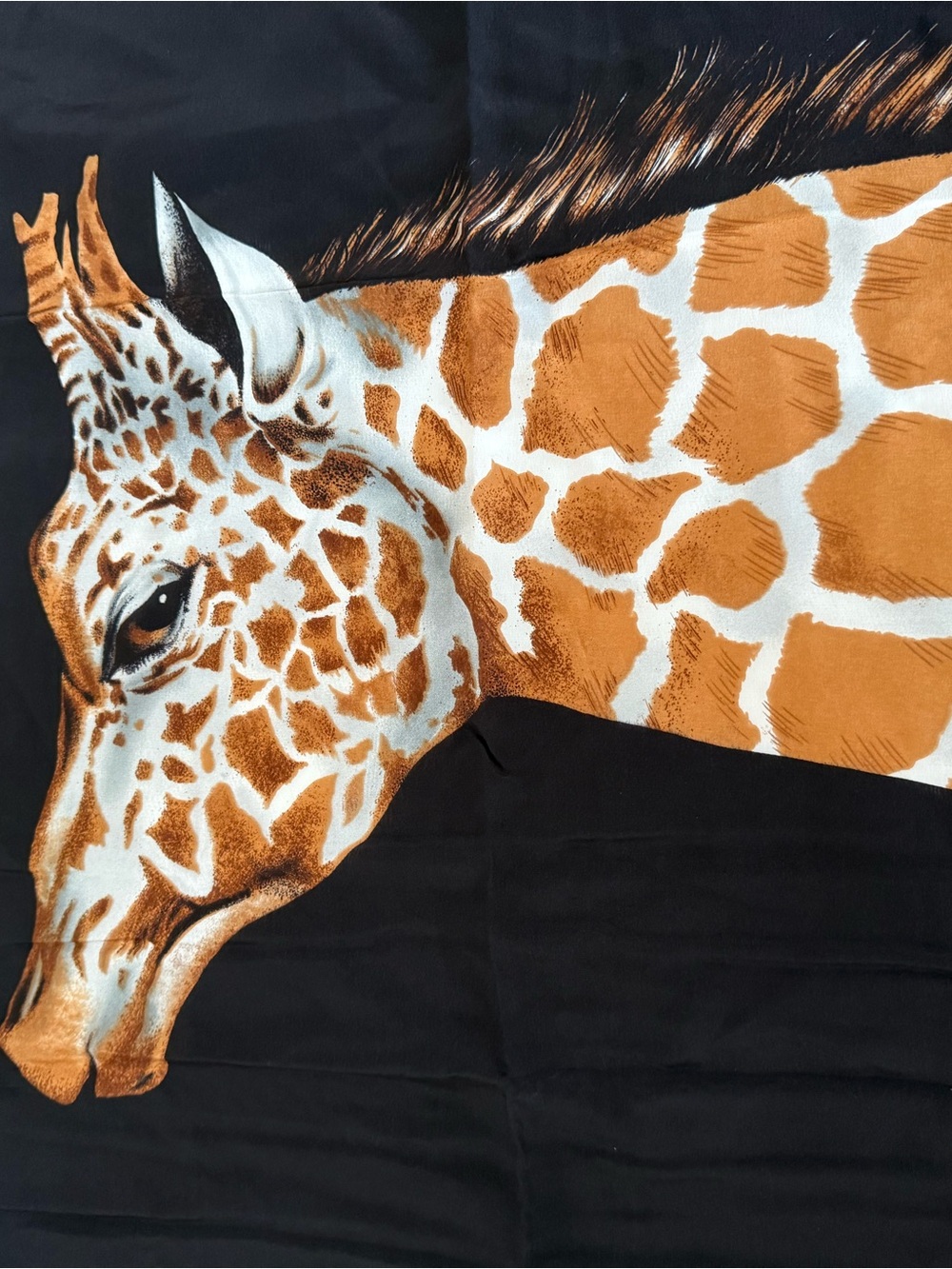 NWT Full SILK XL LARGE Scarf Stunning Giraffe Print Sarong Black Gold Brown - Picture 3 of 6
